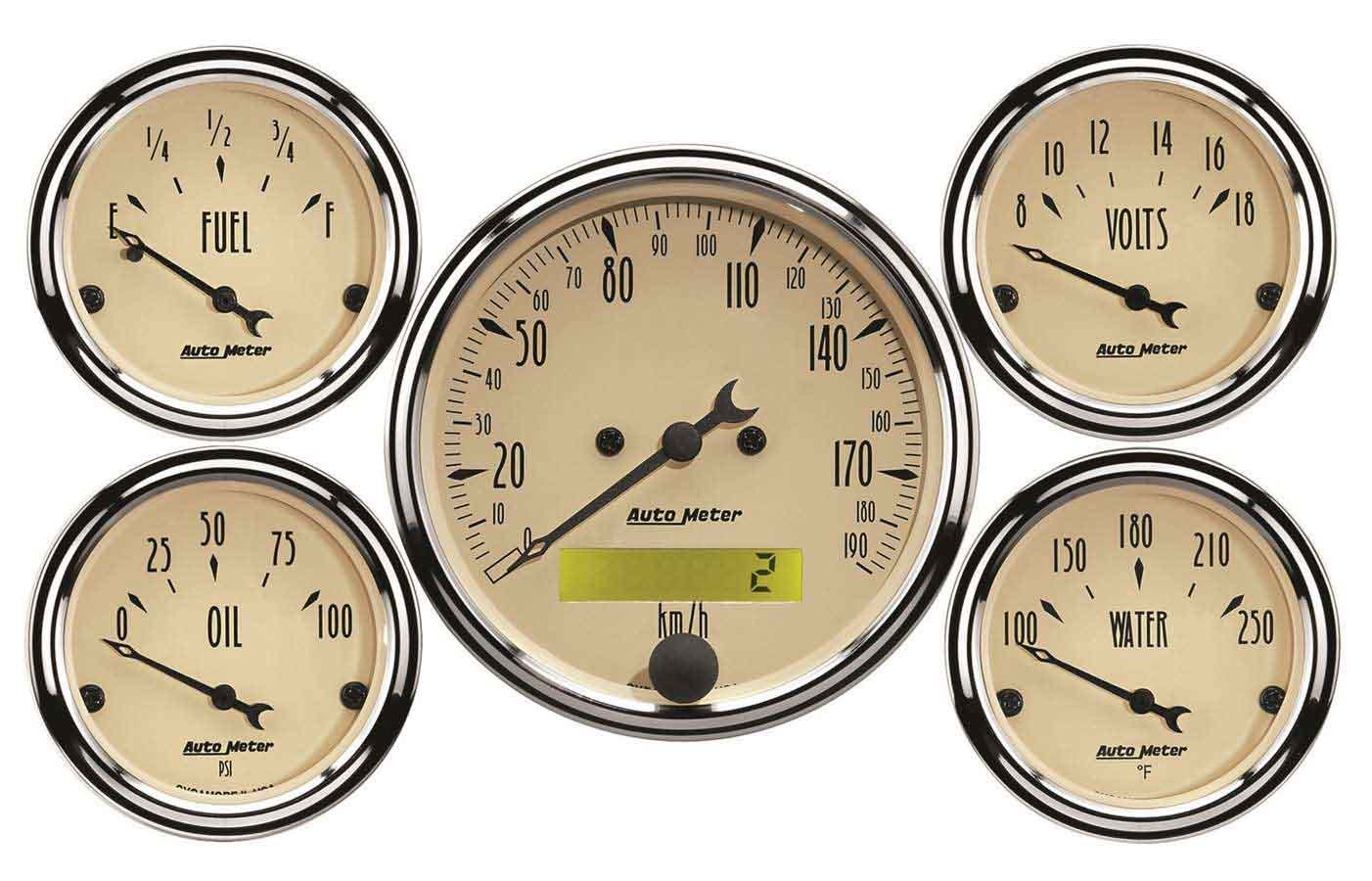 A/B 5pc. Gauge Kit w/ Elec. Speedo - Metric