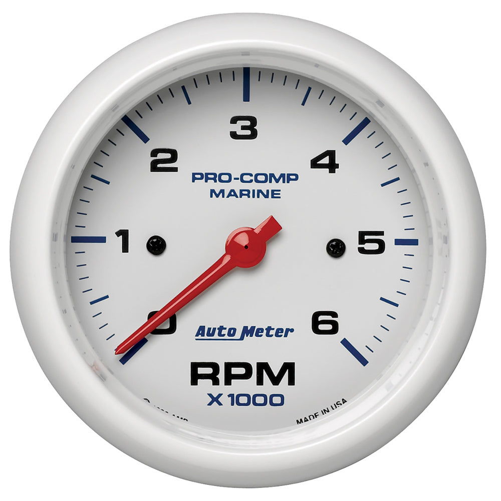 3-3/8 Tach 6000 RPM White Phantom Series