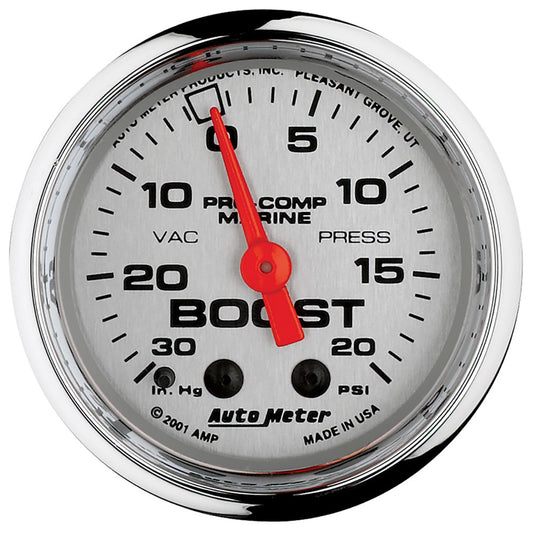 2-1/16 PC Marine Gauge Vac/Boost 30HG/20PSI