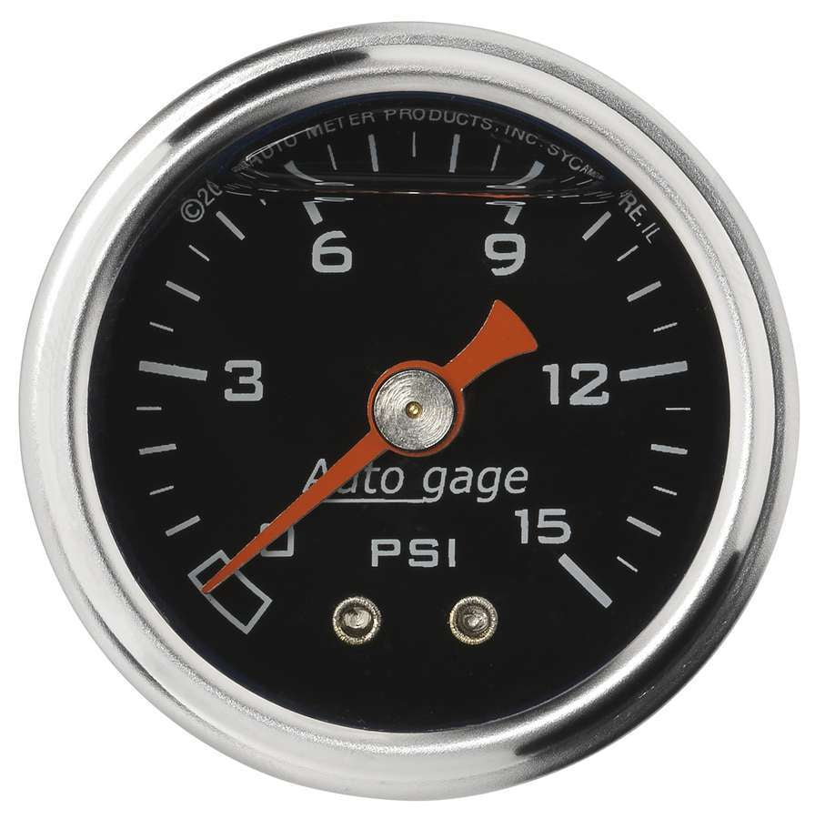 1-1/2in Pressure Gauge - 0-15psi - Black Face