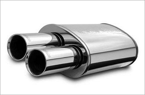 Stainless Muffler 2.25in In / Dual 3in Tips Out