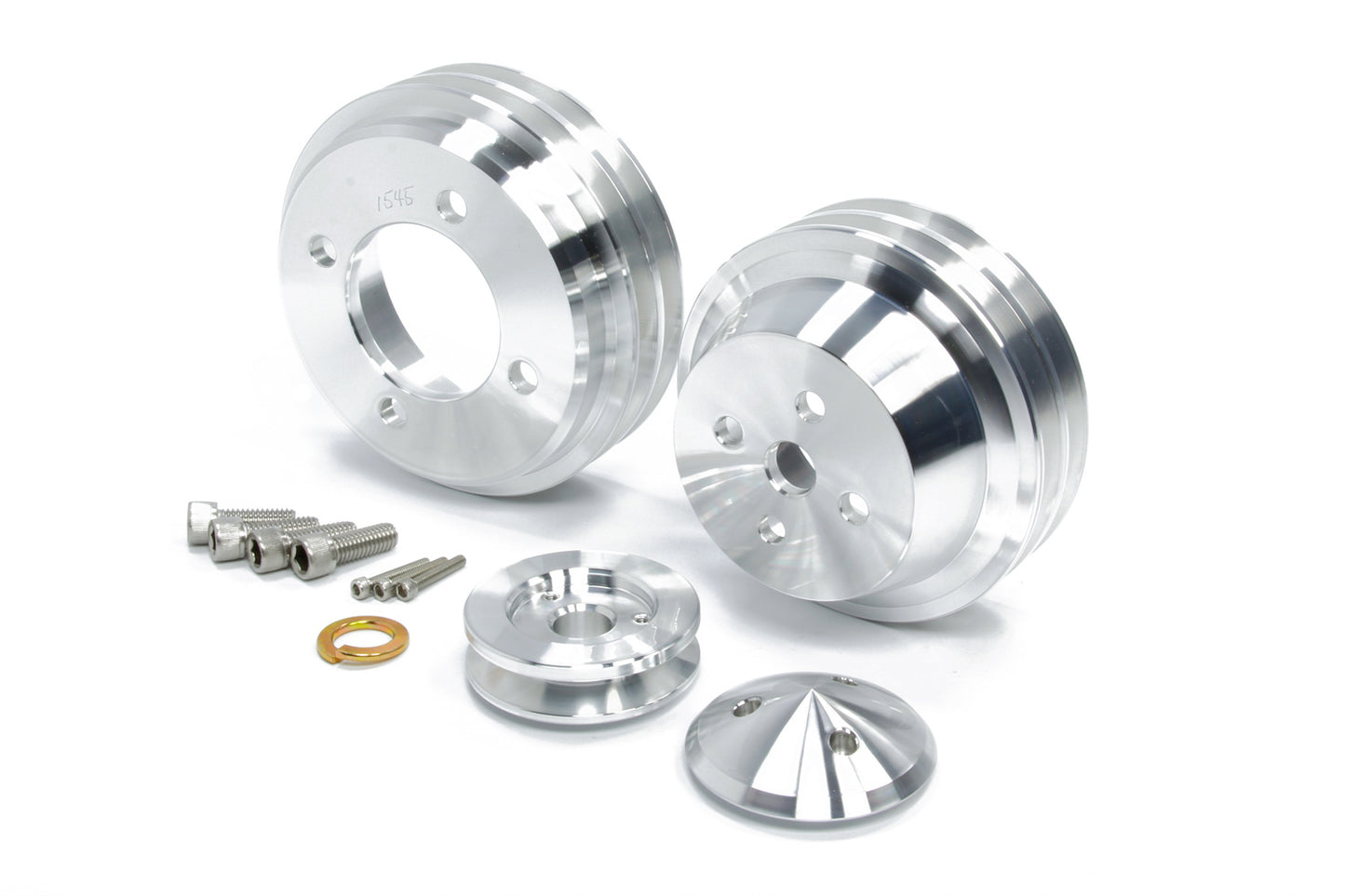 Ford SB Hi Flow Pulley Kit Clear Powder Coat