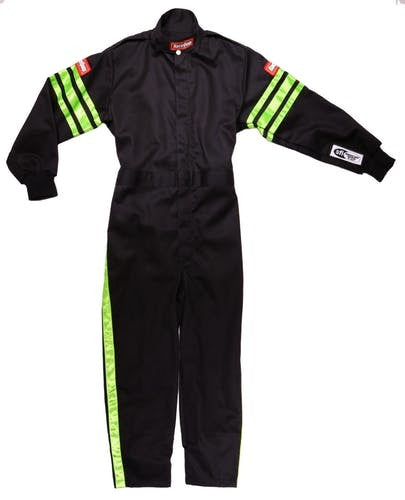 Black Suit Single Layer Kids X-Large Green Trim